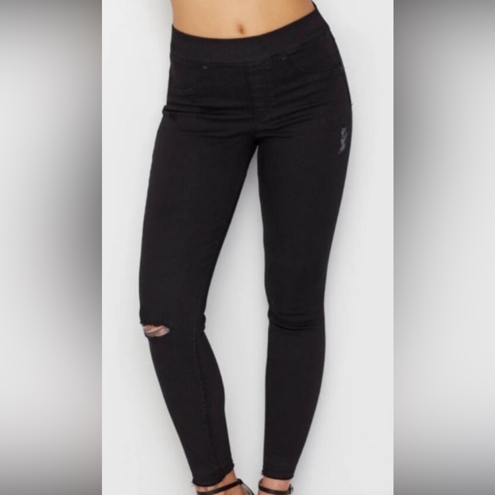 SPANX Lot of 2 Distressed Ankle Skinny Jeans MEDIUM Reg Fit Gray & Black